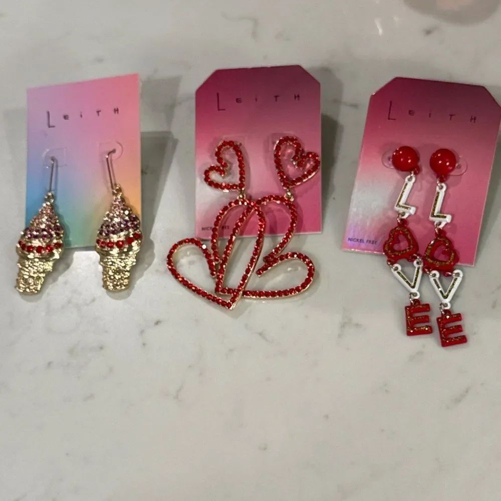 Leith Red and Gold Earring Trio